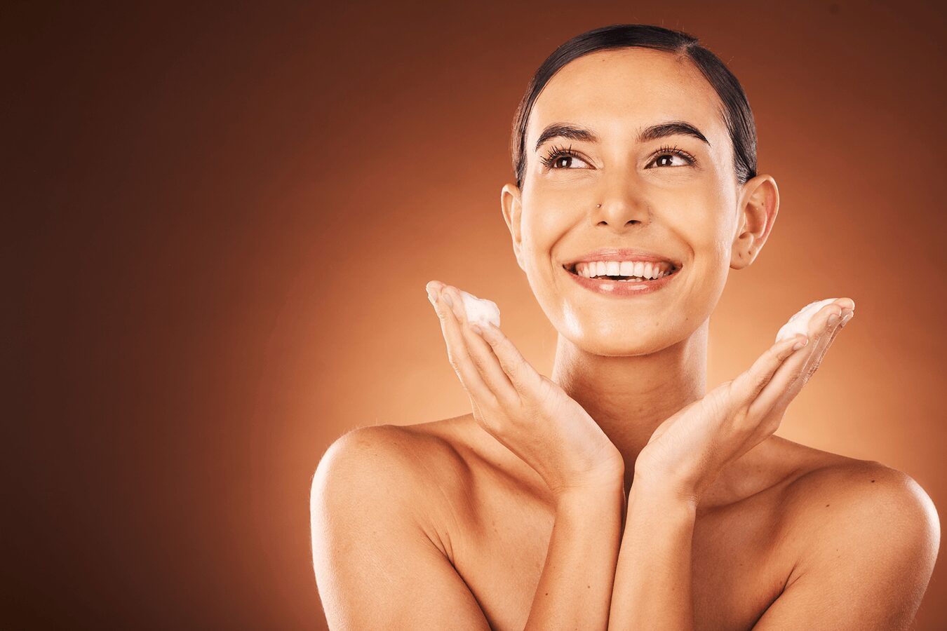 Joyful expression on woman's face