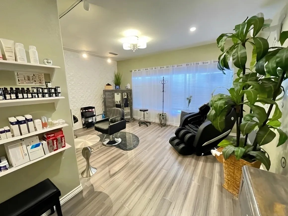Modern spa room with massage chair