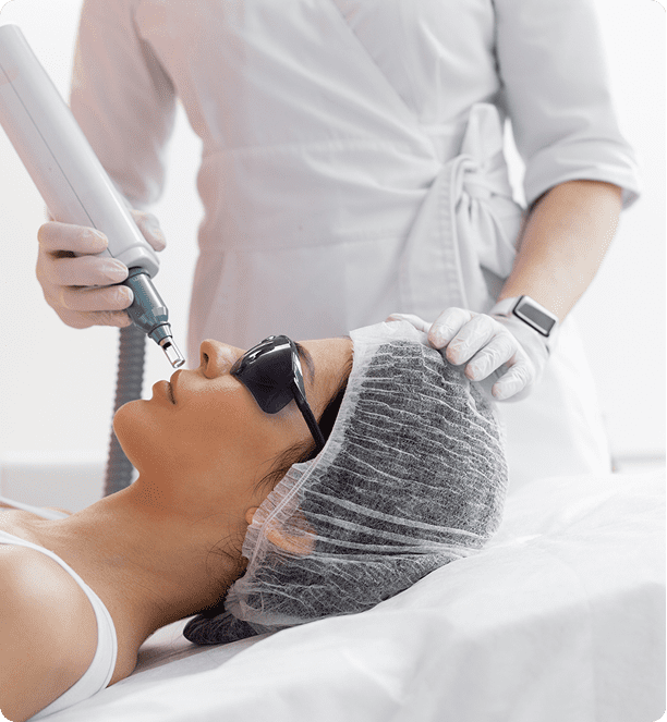Laser treatment procedure in progress